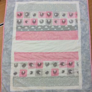 pink sheep pram quilt