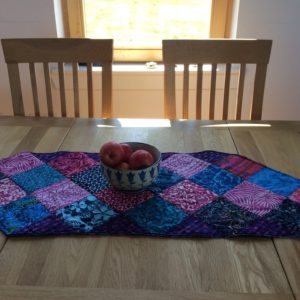 blue pink batik table runner