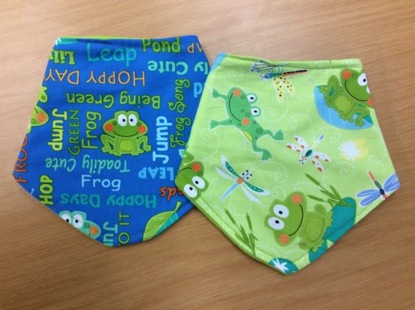 frog fabric bibs