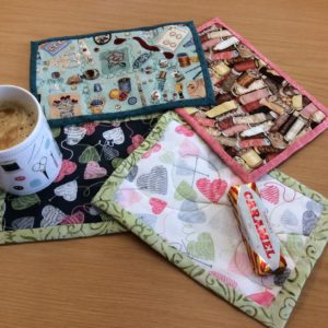 knitting and sewing mug rugs